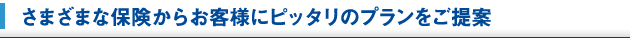 さまざまな保険からお客様にピッタリのプランをご提案